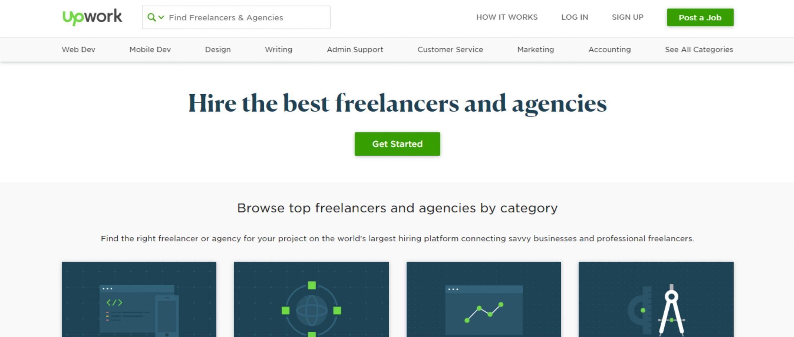 Upwork, con una gran cantidad de categorías para profesionales en el mundo
