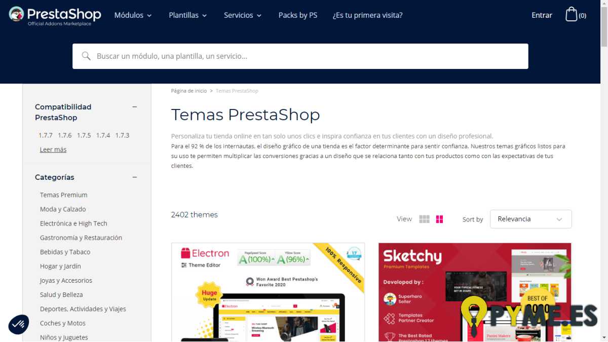 PrestaShop gran variedad de themas y complementos