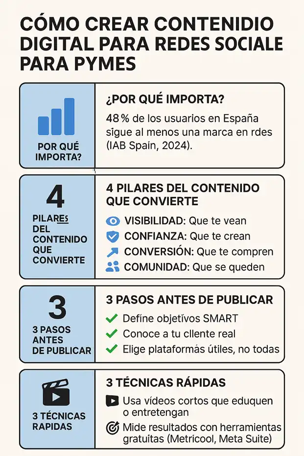Cómo crear contenido digital para redes sociales infografía