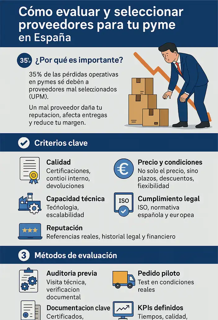 Cómo evaluar y seleccionar proveedores infografía