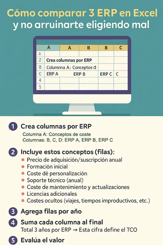 cómo comparar 3 ERP infografía