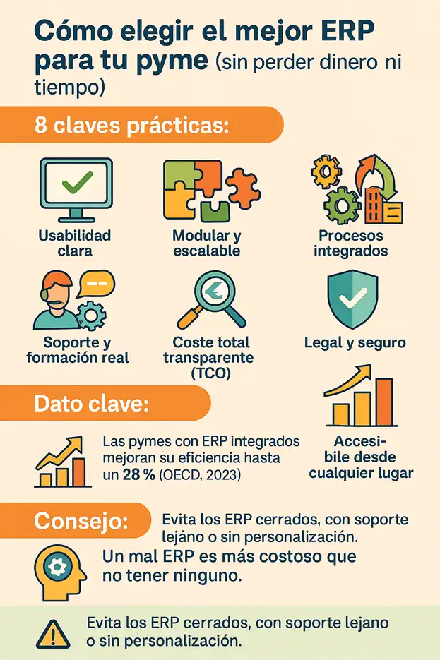 cómo elegir el mejor ERP para pequeñas empresas infografía