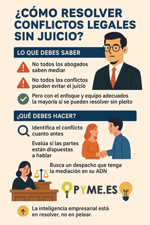 cómo resolver conflictos legales sin juicio infografía
