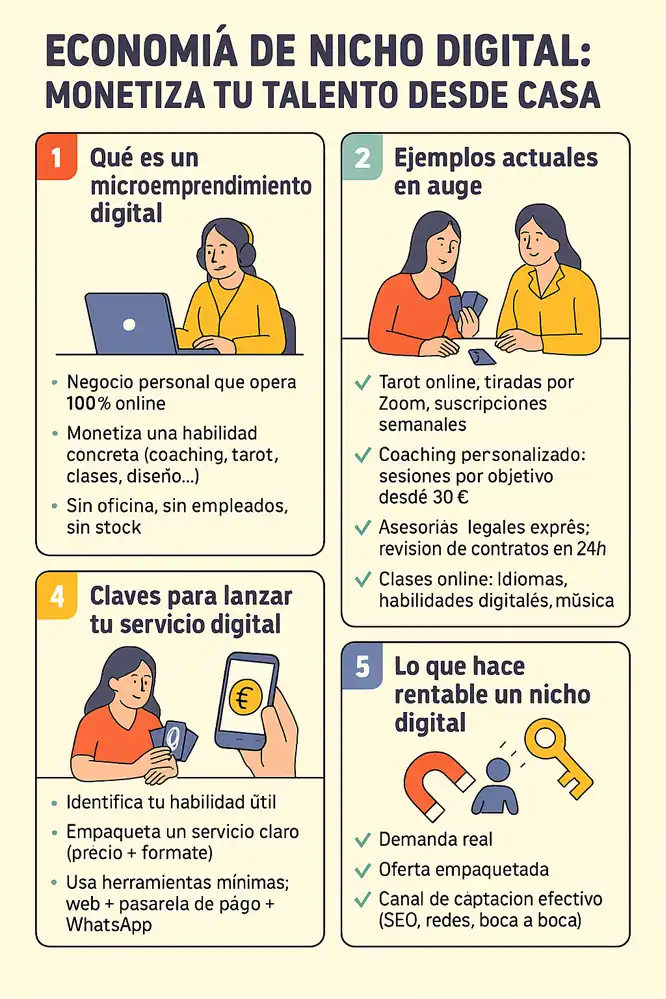 ejemplos de negocios en la economía de nicho digital infografía