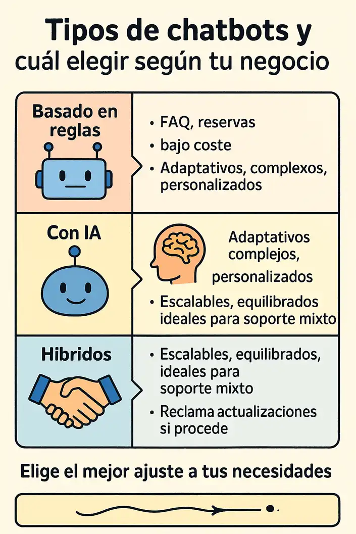 tipos de chatbots según tu tipo de negocio