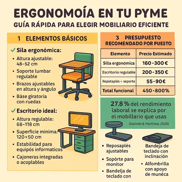 Cómo elegir mobiliario de oficina ergonómico infografía