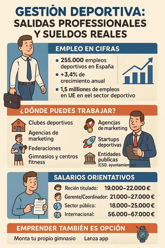 Qué salida laboral tiene la gestión deportiva infografía