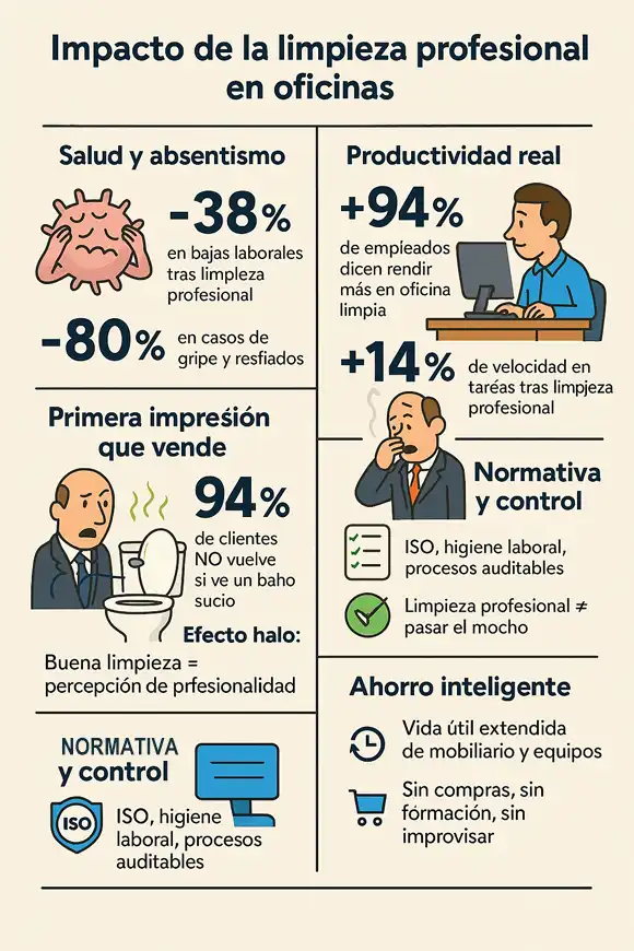 ventajas de la limpieza profesional en oficinas infografía