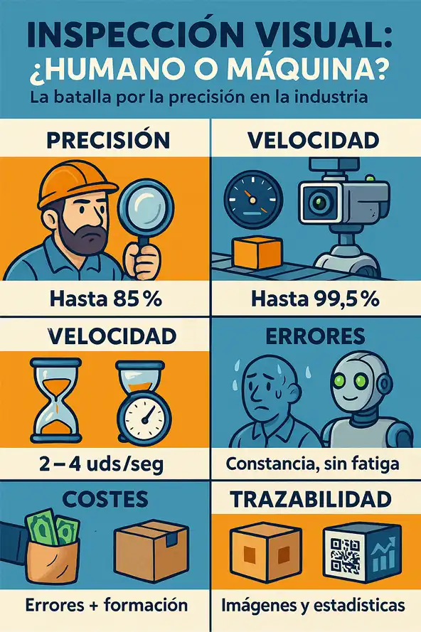 ventajas visión artificial vs inspección humana industria infografía