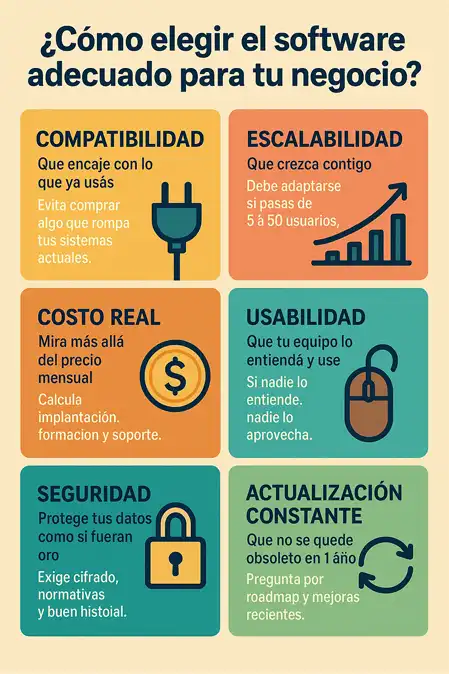 Cómo puedo elegir el software adecuado para mi negocio infografía