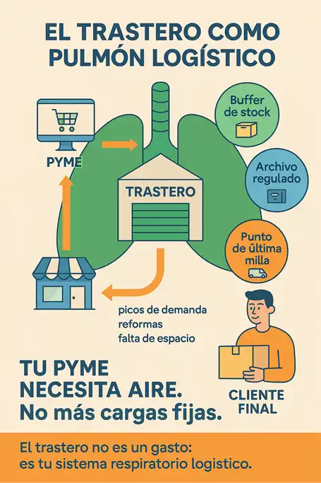 beneficios de los trasteros para la gestión de inventario en pymes digitales de Madrid infografía pulmon logístico