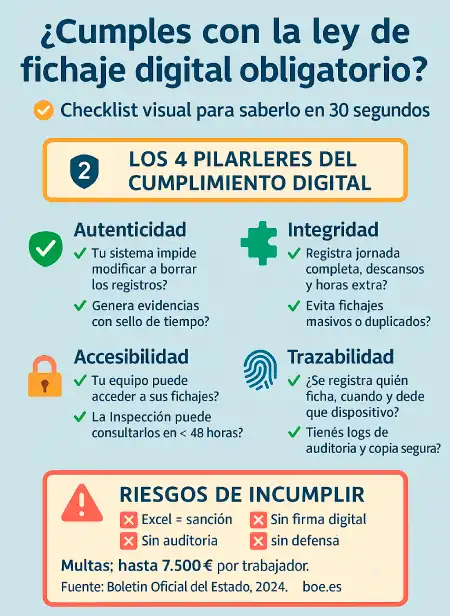 checklist visual sobre el fichaje obligatorio infografía