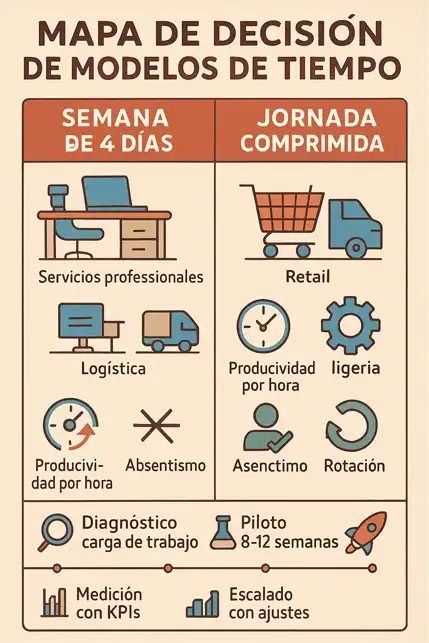 mapa de decisión de modelos de tiempo infografía