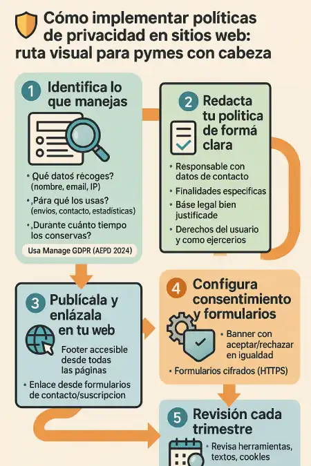 cómo implementar políticas de privacidad en sitios web infografía