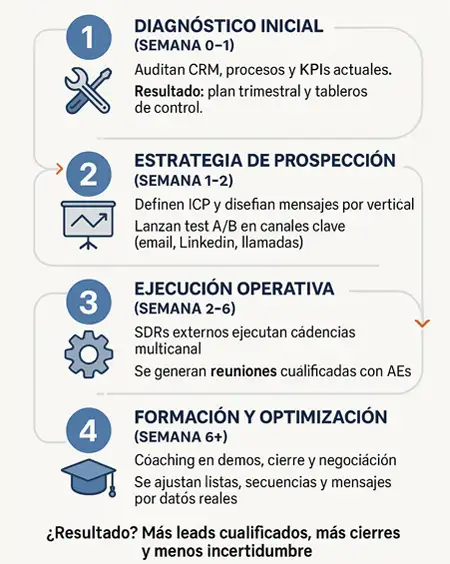 cómo una consultoría comercial ayuda a generar leads y ventas infografía