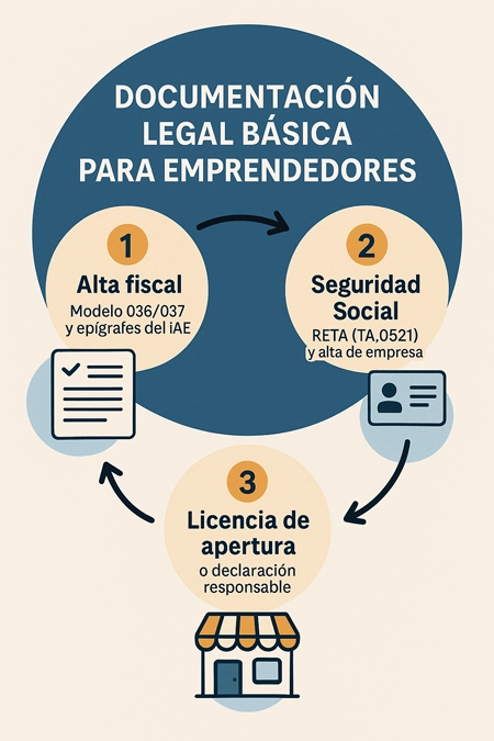 documentación legal básica para un emprendedor en España infografía