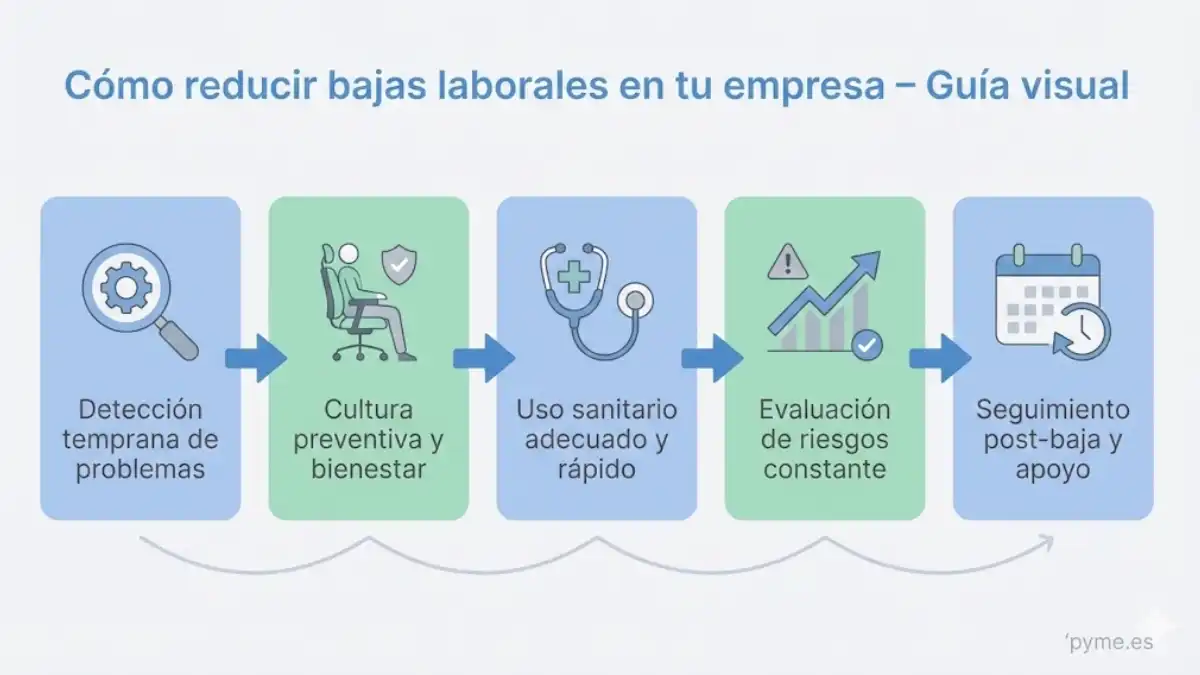 Cómo reducir bajas laborales en tu negocio guía visual