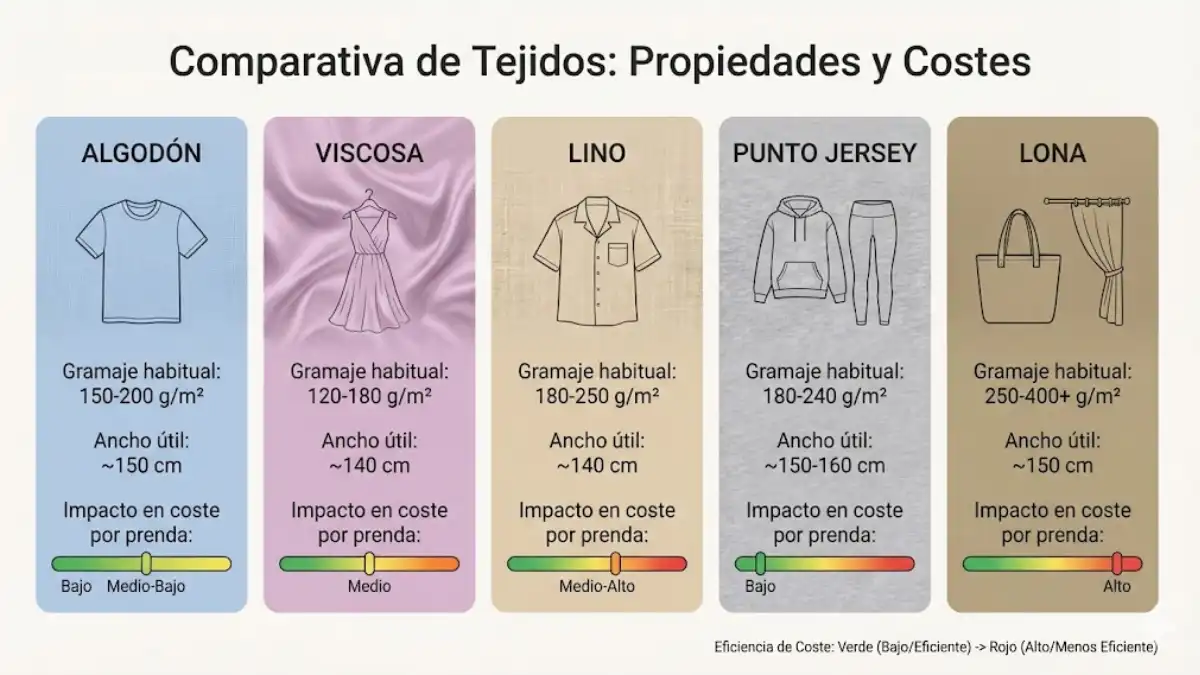 Comparativa real de telas y su impacto en coste