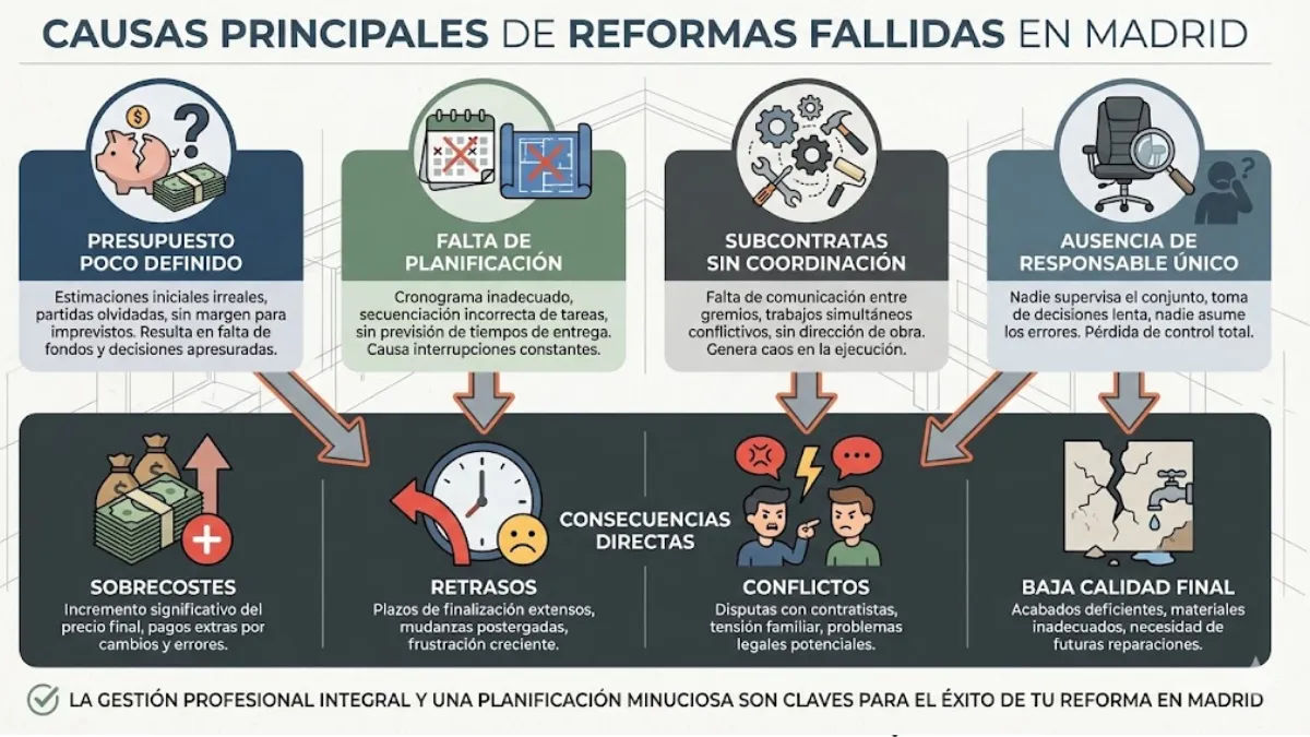 causas principales de reformas fallidas en madrid infografía