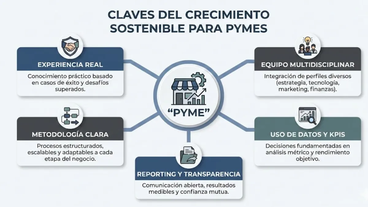 claves del crecimiento sostenible para pymes infografía