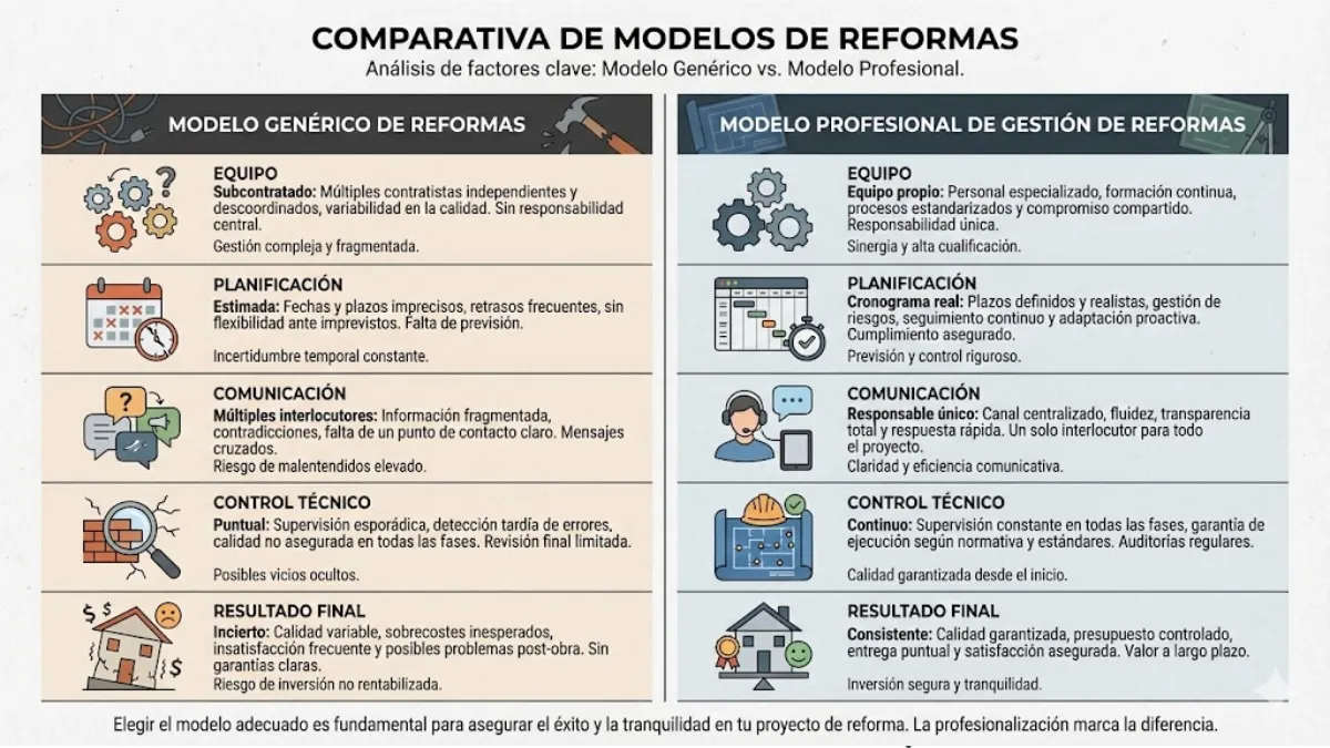 comparativa de modelos de reformas infografía