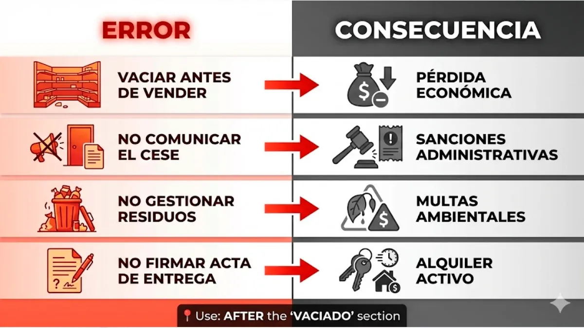 Errores frecuentes al cerrar un local (y su coste real)