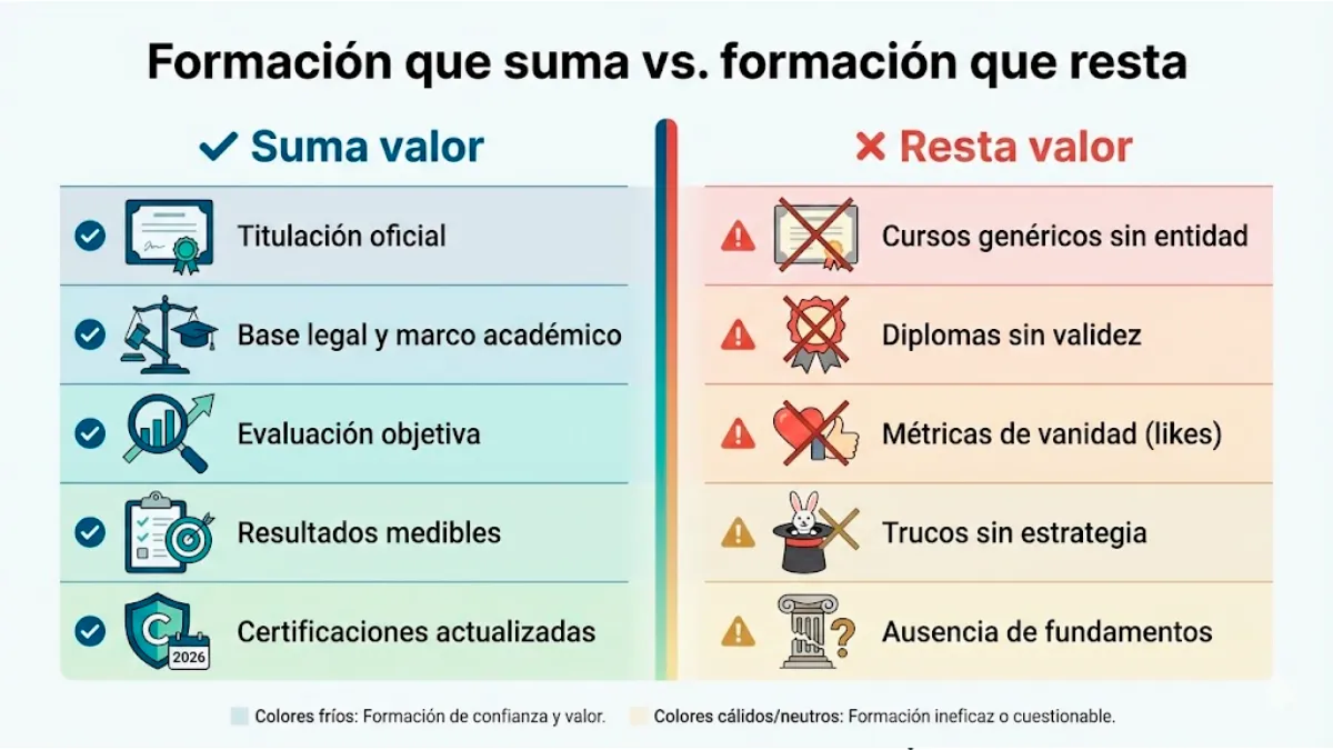 Formación que suma vs formación que resta infografía