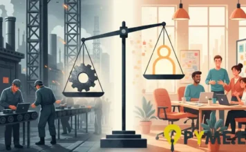 Contraste entre la gestión clásica y las relaciones humanas: organizaciones que equilibran estructura y gente.