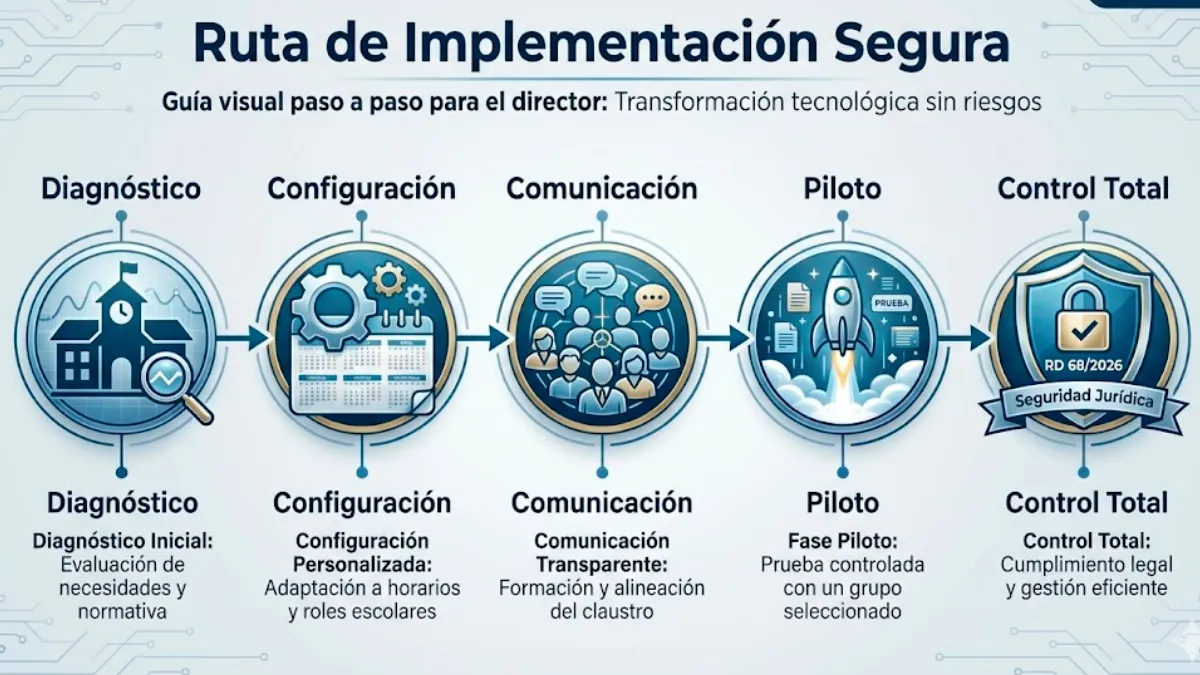 Cómo implementar el control horario en centros educativos infografía