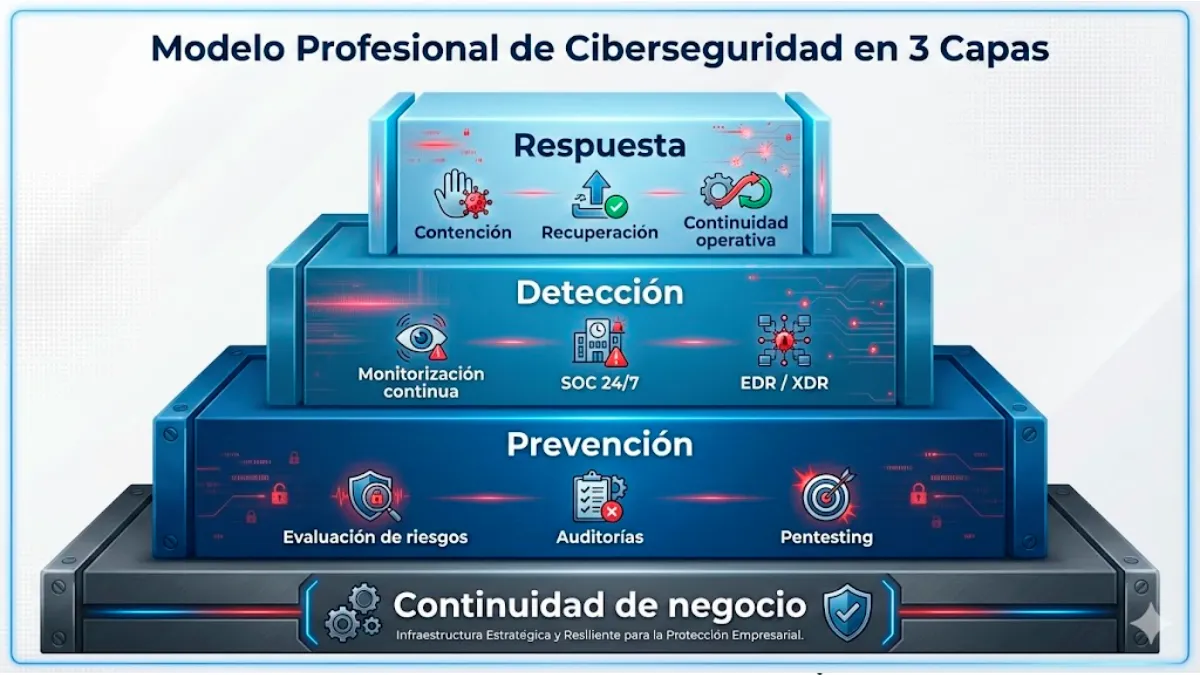 modelo profesional de ciberseguridad en 3 capas inforgrafía