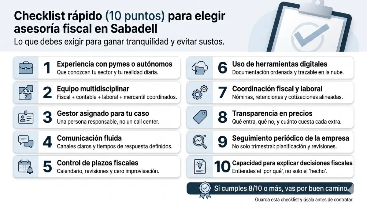Checklist para elegir asesoría fiscal en Sabadell