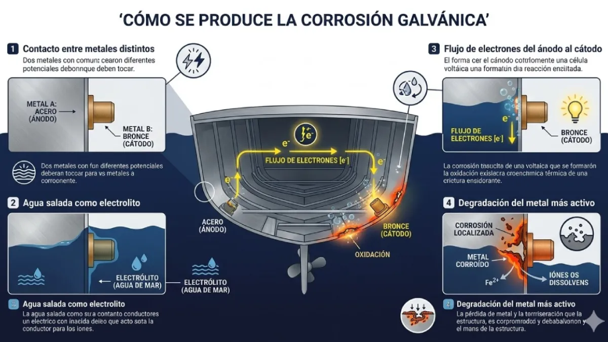 Cómo se produce la corrosión galvánica infografía