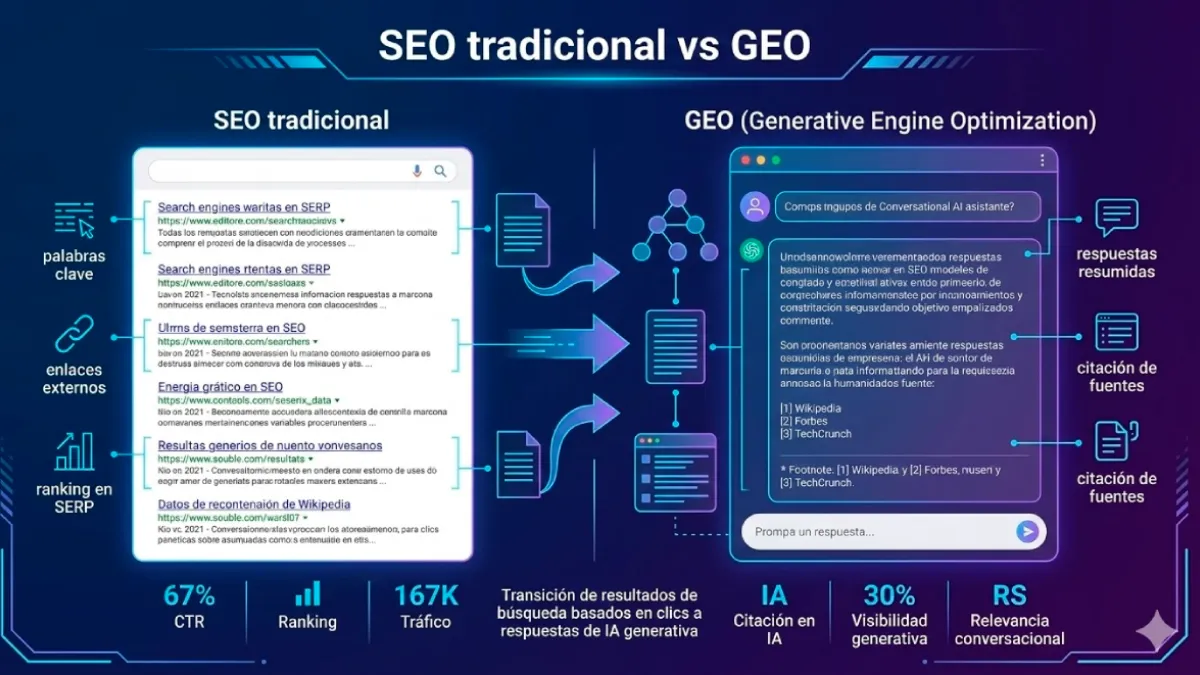 diferencia entre SEO tradicional y GEO