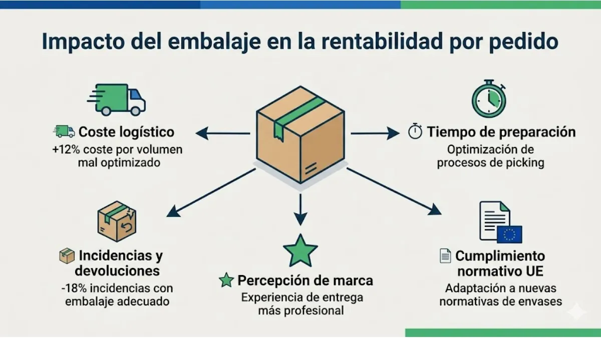 Infografía 1 — Impacto del embalaje en la rentabilidad por pedido