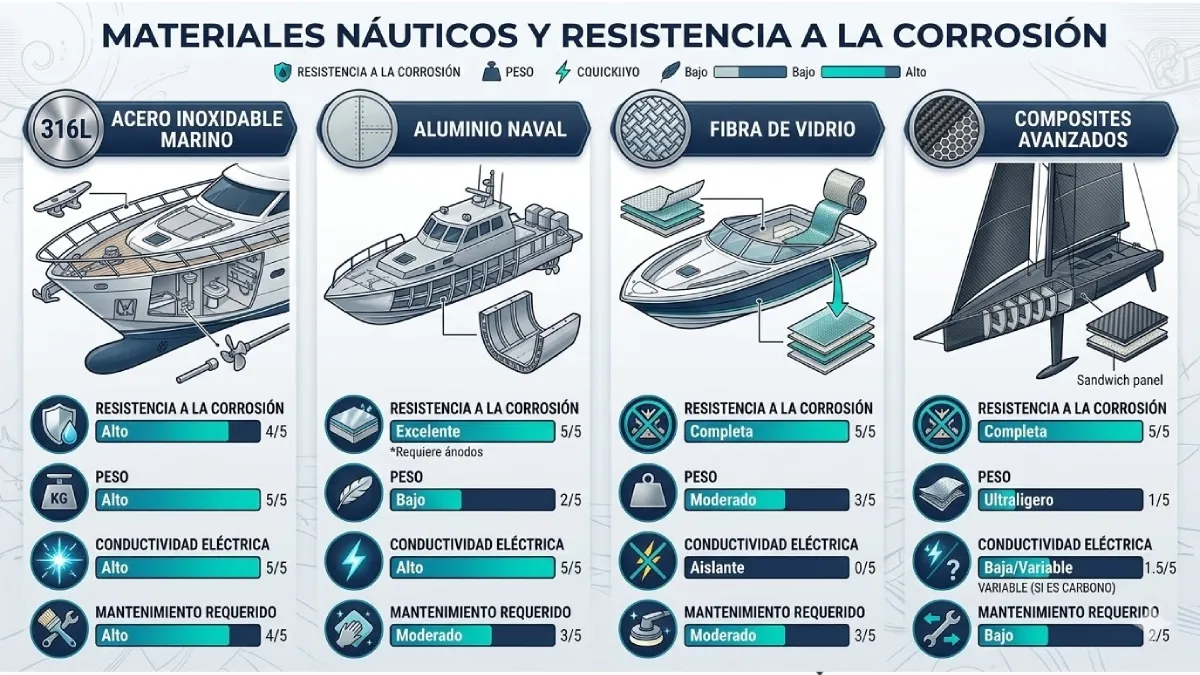 Materiales náuticos y resistencia a la corrosión