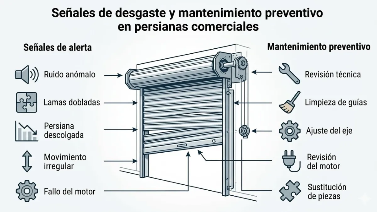 mantenimiento de persianas en un local comercial