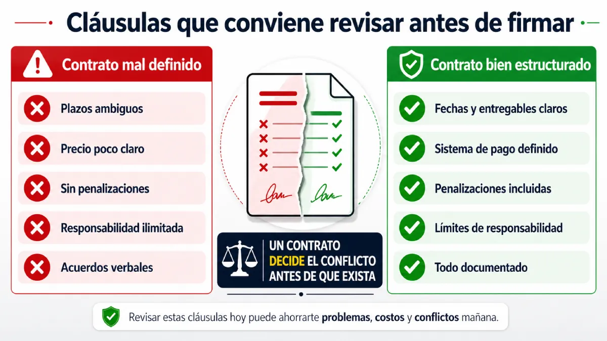 Cláusulas que conviene revisar antes de firmar un contrato mercantil