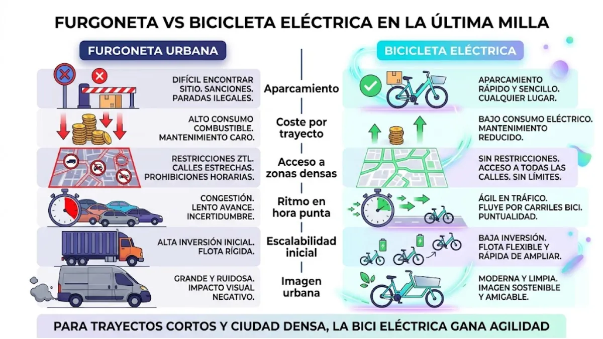 Ventajas reales de incorporar bicicletas eléctricas a la logística de última milla