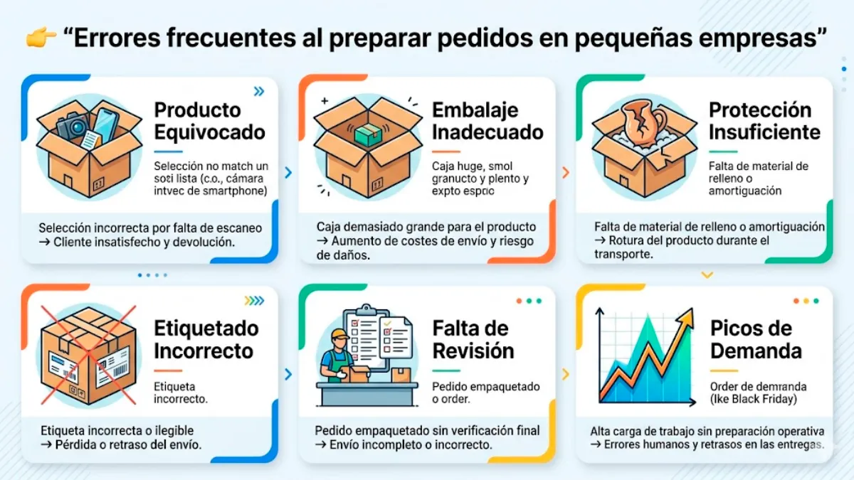 errores frecuentes al preparar pedidos en pequeñas empresas