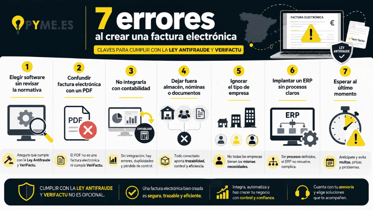 7 errores a lcrear una factura electrónica infografía