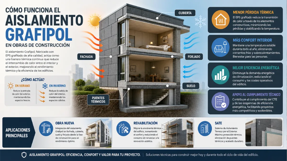 cómo funciona el aislamiento grafipol infografía