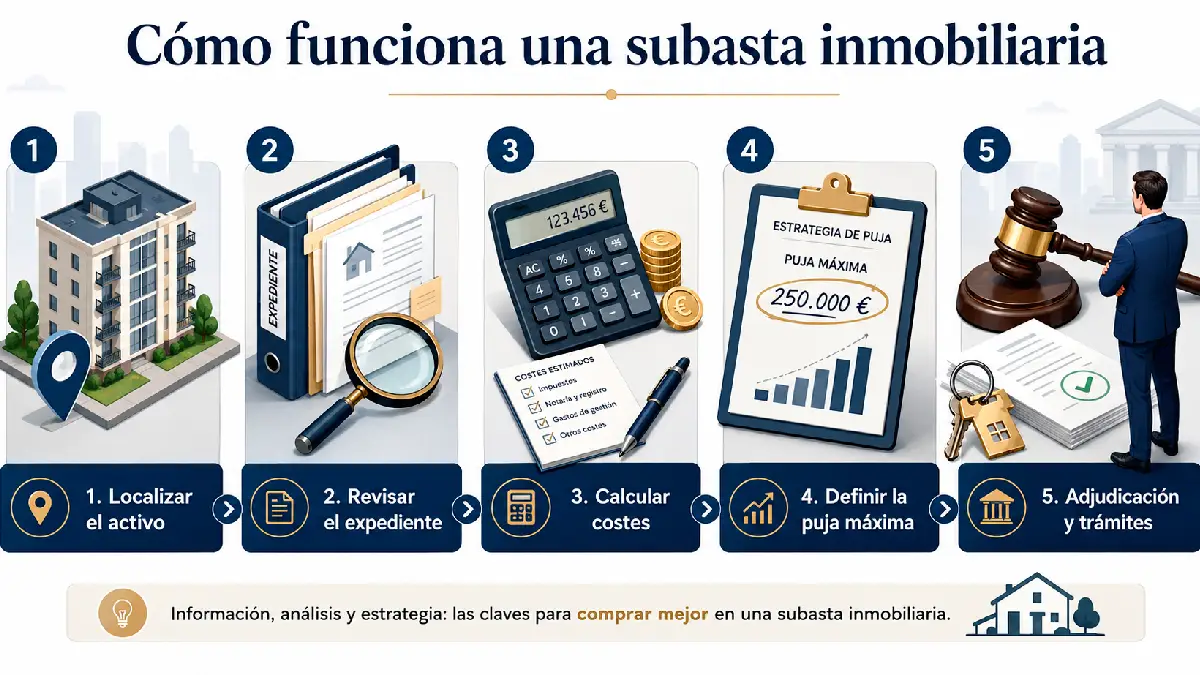 cómo funciona una subasta inmobiliaria infografía