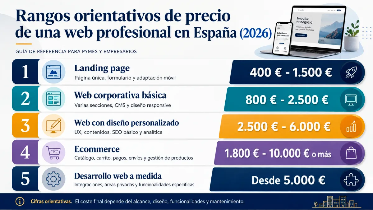 cuánto cuesta hacer una página web profesional en España en 2026