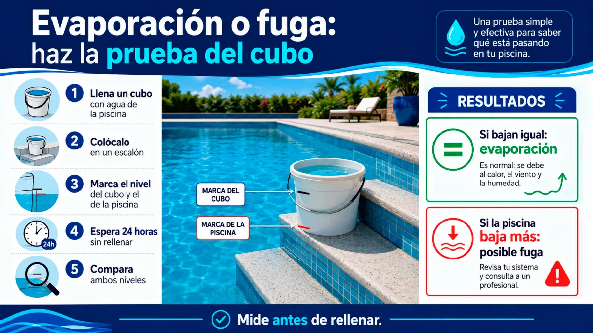 evaporación vs fuga en piscinas
