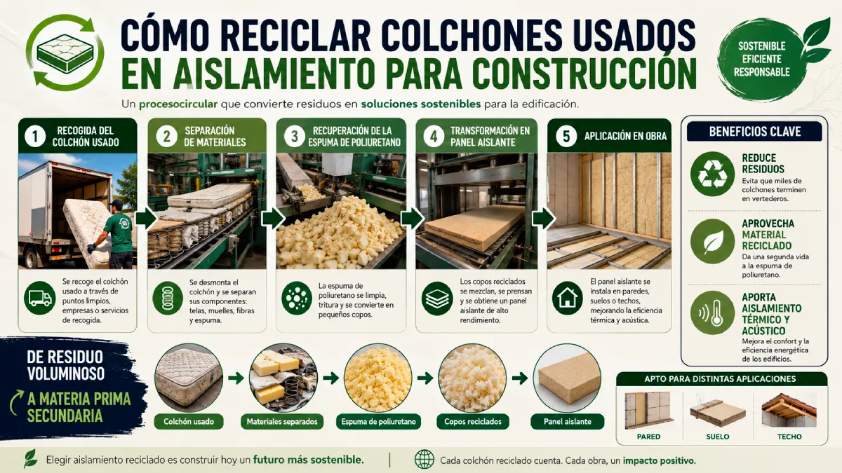 reciclar colchones usados en aislamiento para construcción