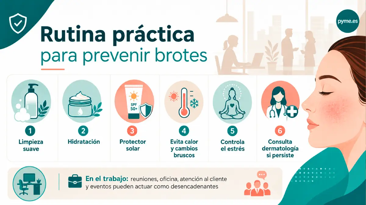 rutina para prevenir brotes de rosacea en el trabajo