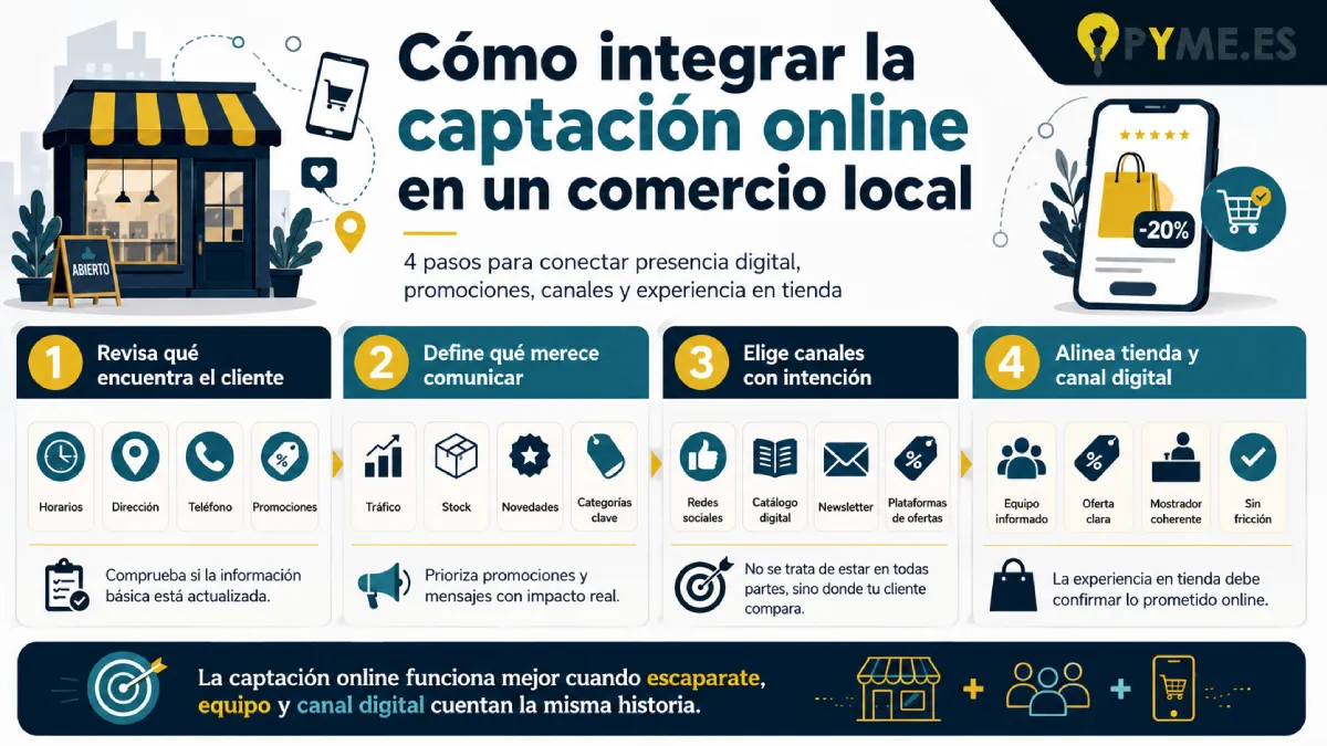 cómo integrar la captación online en un comercio local infografía