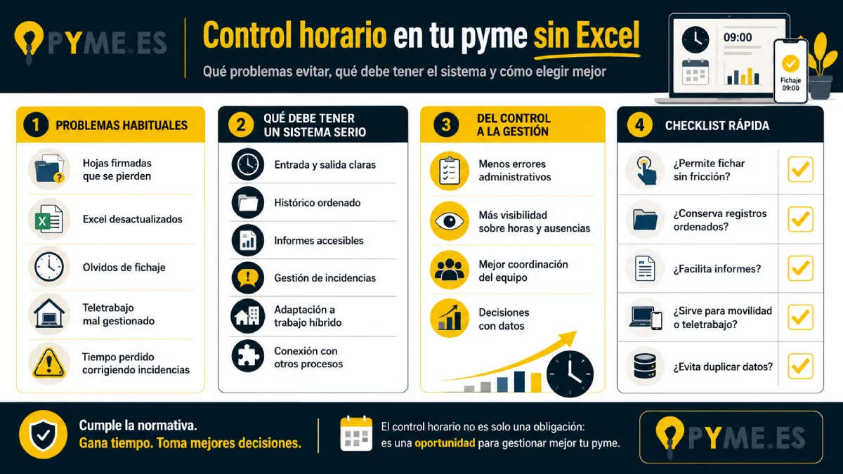 control horario en tu pyme sin excel infografía
