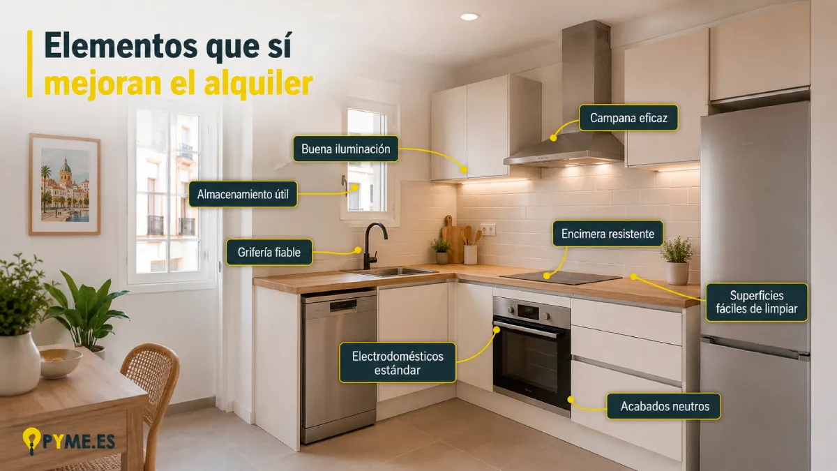 qué acabados funcionan mejor para una cocina de alquiler