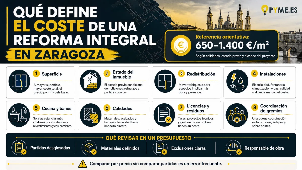 qué define el coste de una reforma integral infografía
